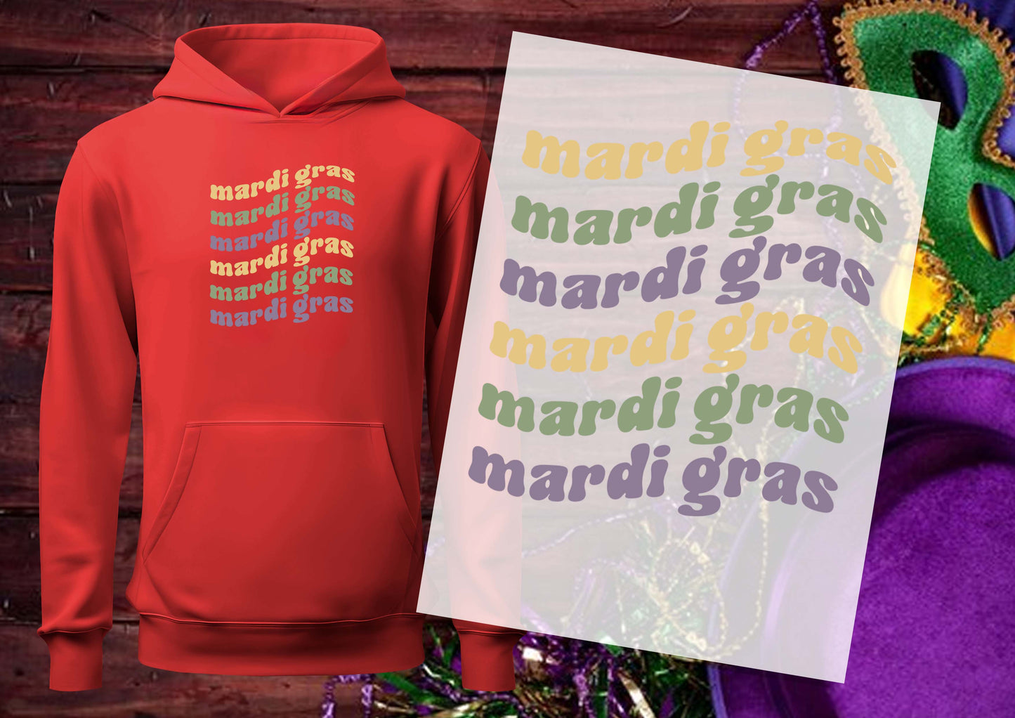 Mardi Gras DTF Transfers, Ready To Transfer, DTF Prints,