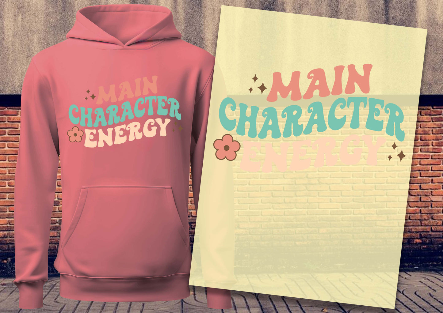 Main Character Energy DTF Transfers, Ready To Transfer, DTF Prints,