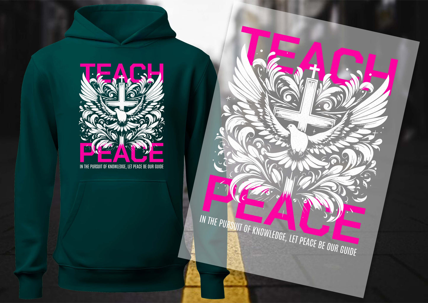 Teach Peace DTF Transfers, Ready To Transfer, DTF Prints,