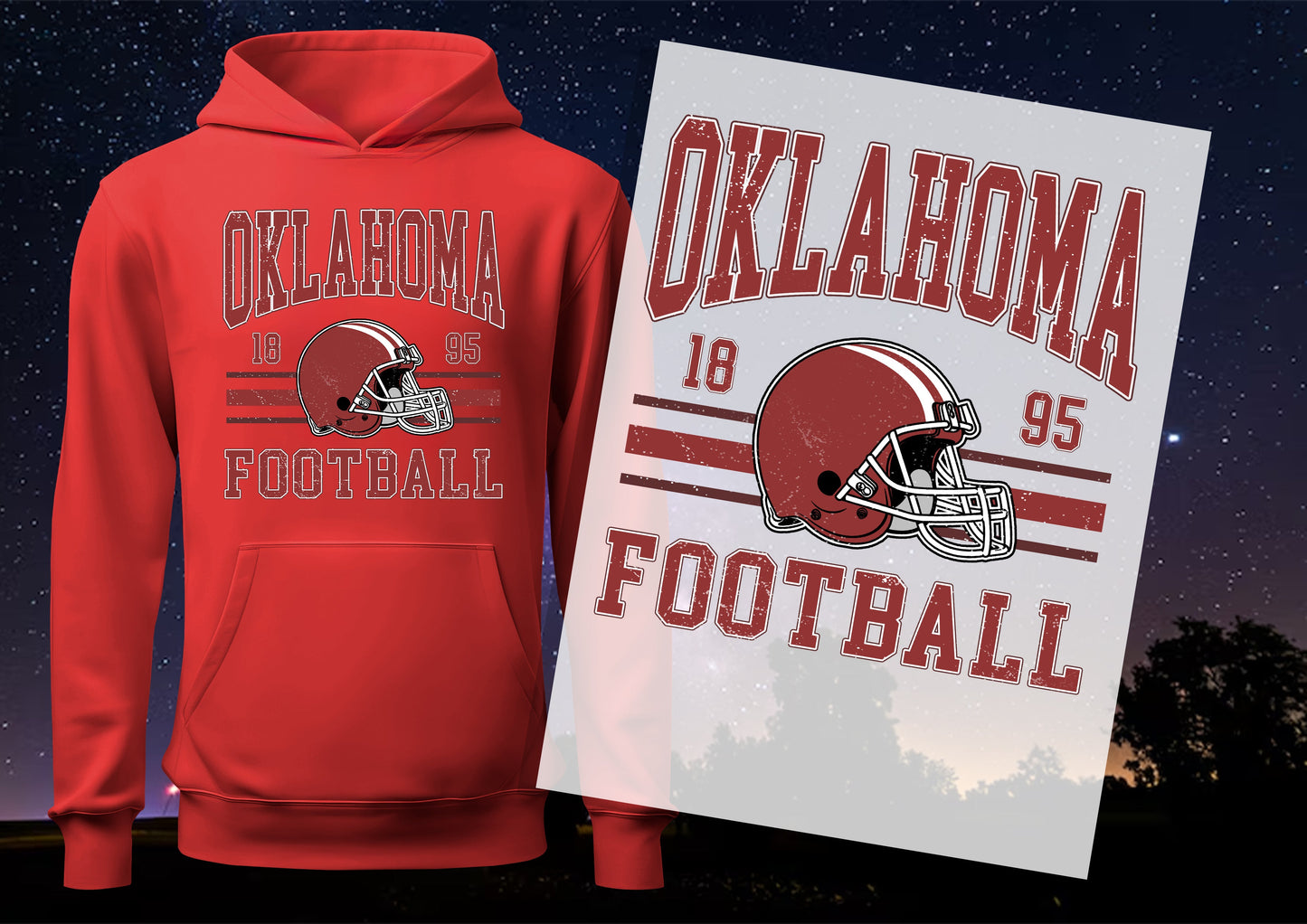 Oklahoma 18  95 Football DTF Transfers, Ready To Transfer, DTF Prints,