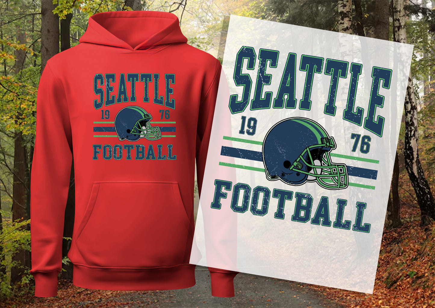 Seattle 19  76 Football DTF Transfers, Ready To Transfer, DTF Prints,