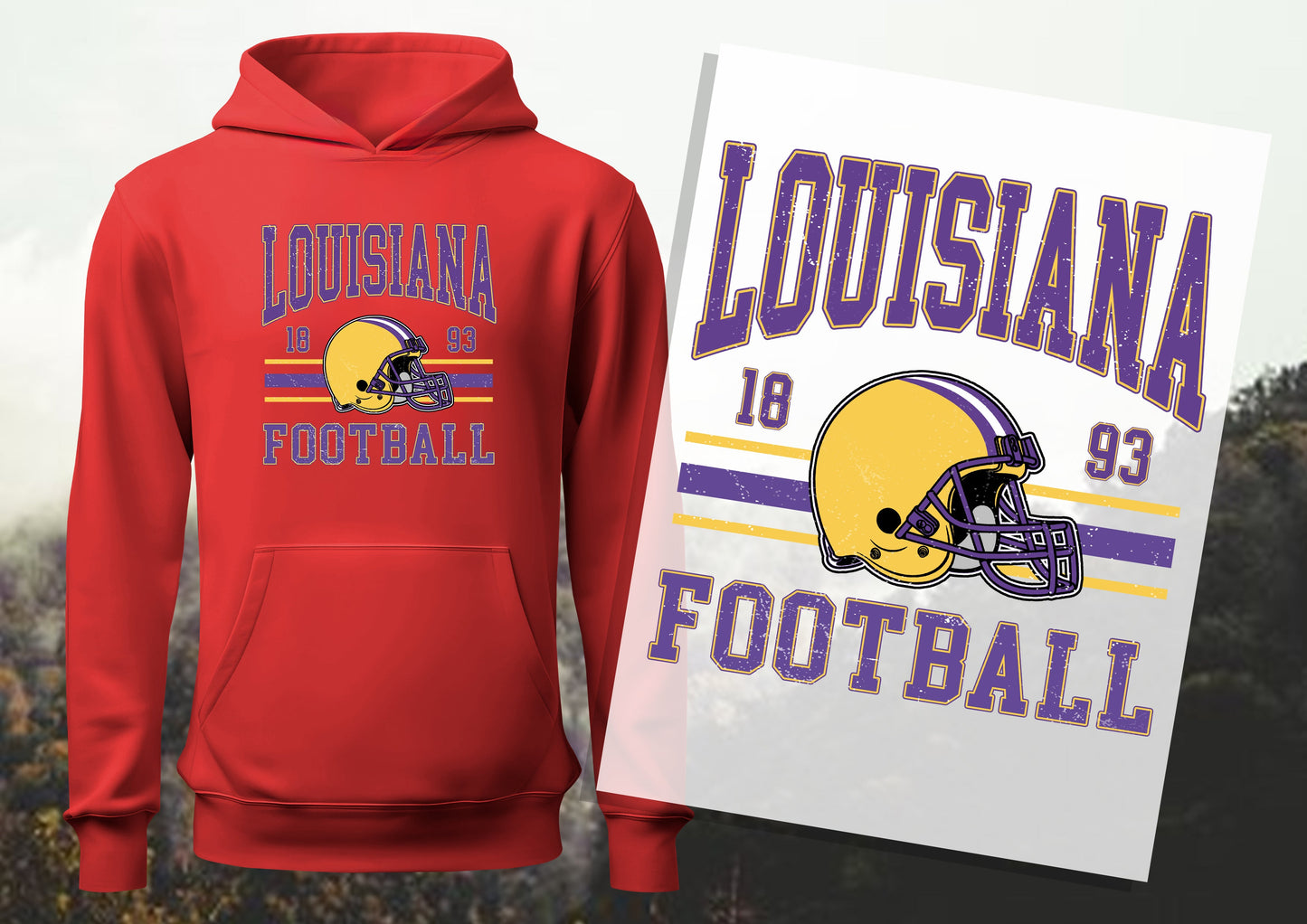 Louisiana 18  93  Football DTF Transfers, Ready To Transfer, DTF Prints,