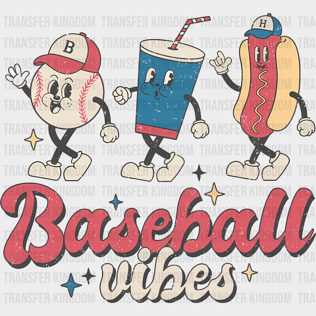 Baseball Drink And Hot Dog Design - Baseball DTF Heat Transfer