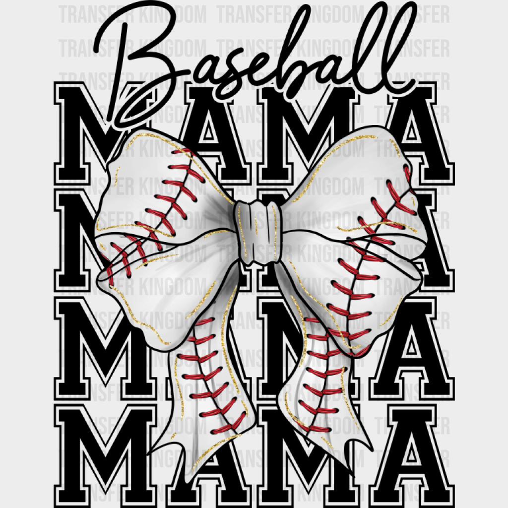 Baseball Mama Ribbon Design - Baseball DTF Transfer