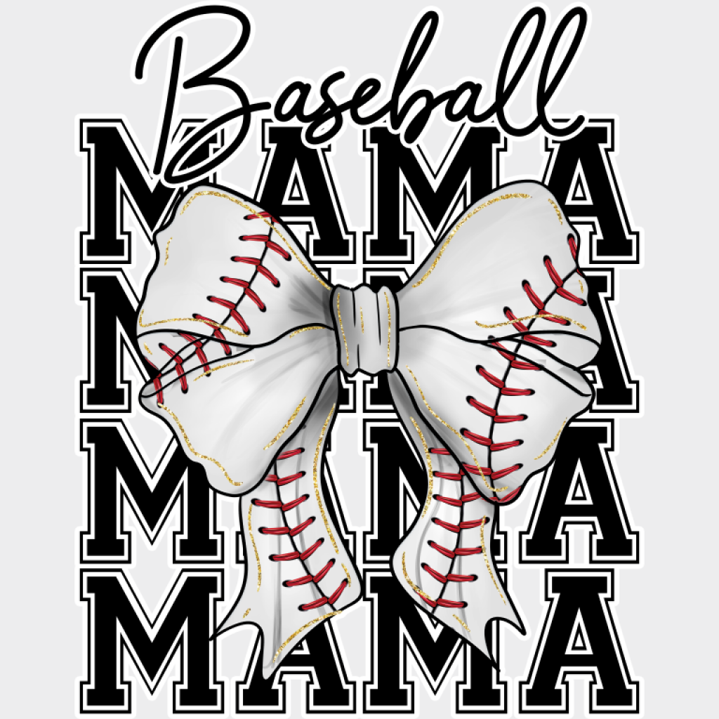 Baseball Mama Ribbon Design - Baseball DTF Transfer