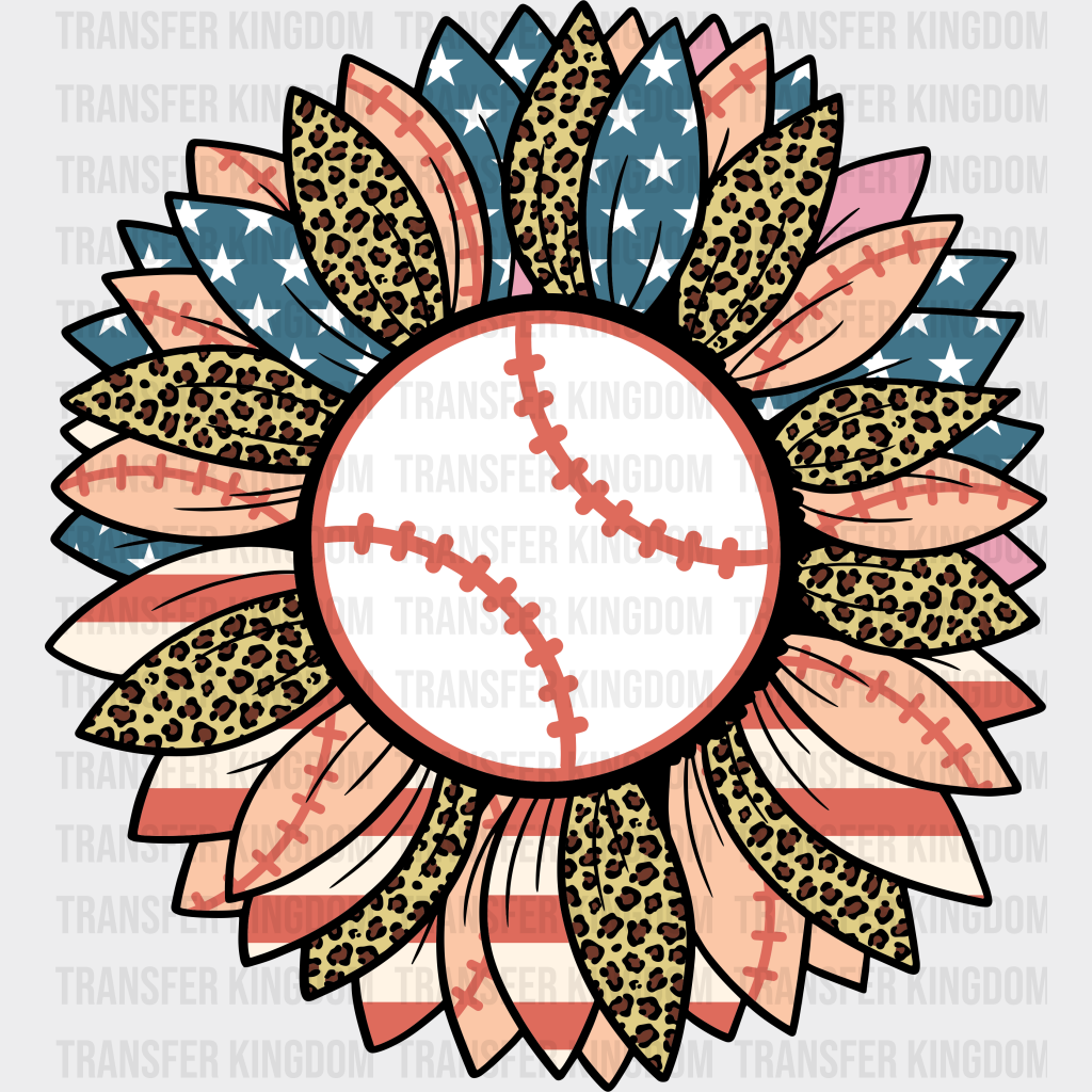 Baseball Sunflower Design - Baseball DTF Heat Transfer