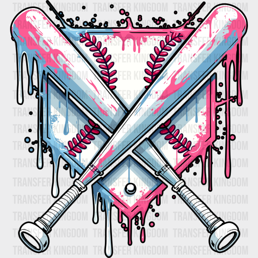 Blue And Pink Baseball Bats - Baseball DTF Transfer