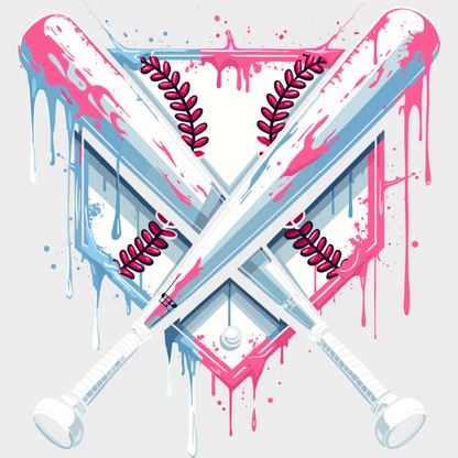 Blue And Pink Baseball Bats - Baseball DTF Transfer