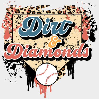 Dirt And Diamond Baseball Ball - Baseball DTF Heat Transfer