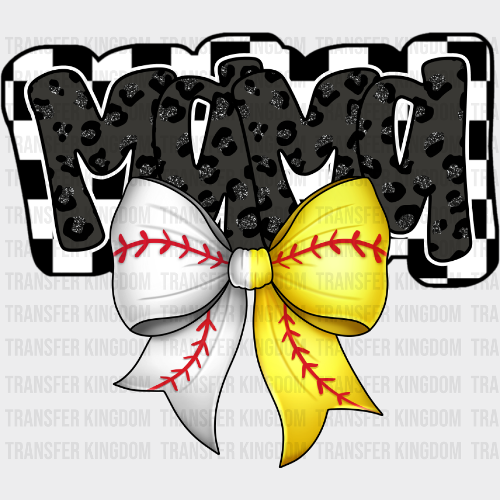 Mama White And Yellow Ribbon Design - Baseball DTF Transfer