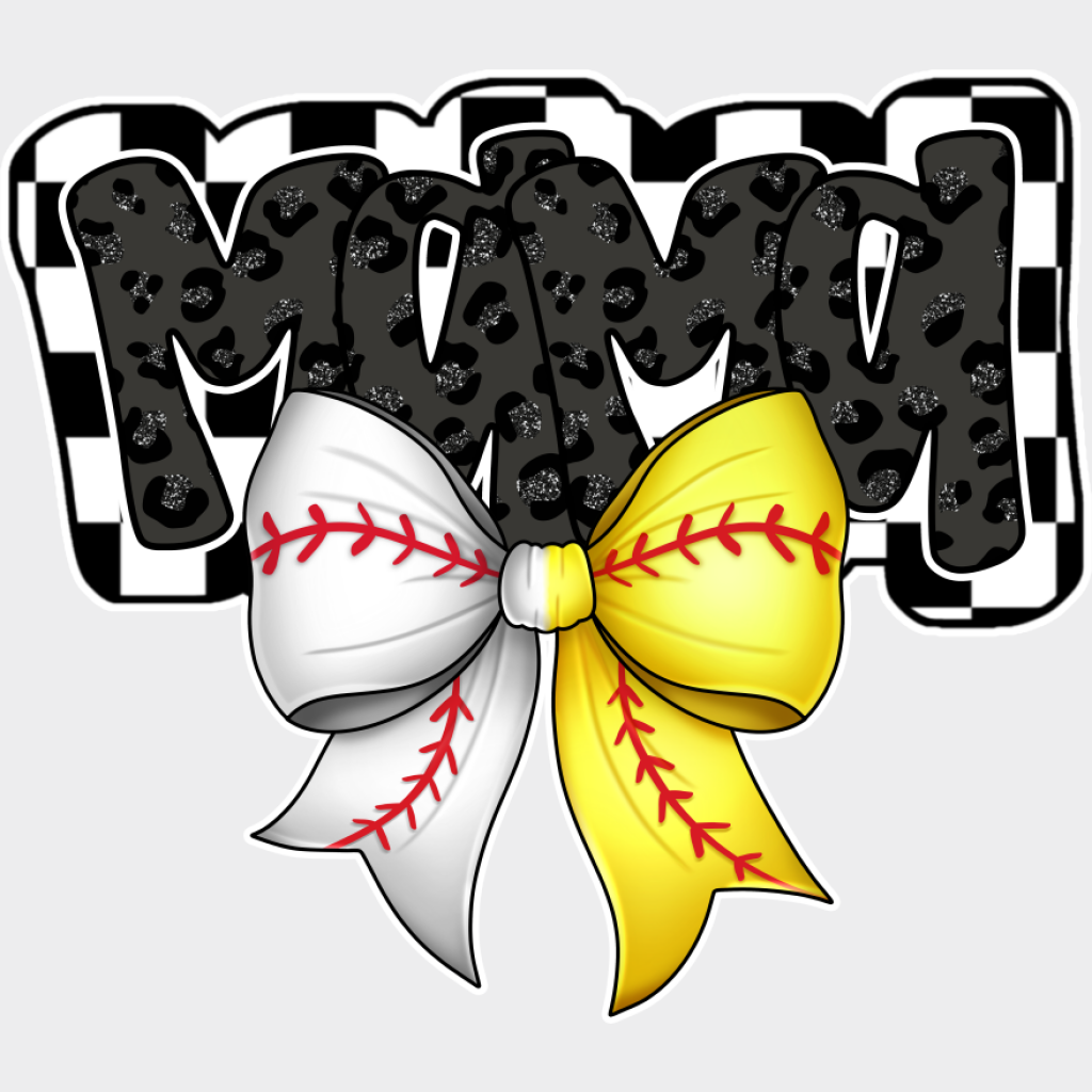 Mama White And Yellow Ribbon Design - Baseball DTF Transfer