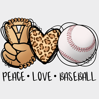 Peace Love Baseball Design - Baseball DTF Heat Transfer