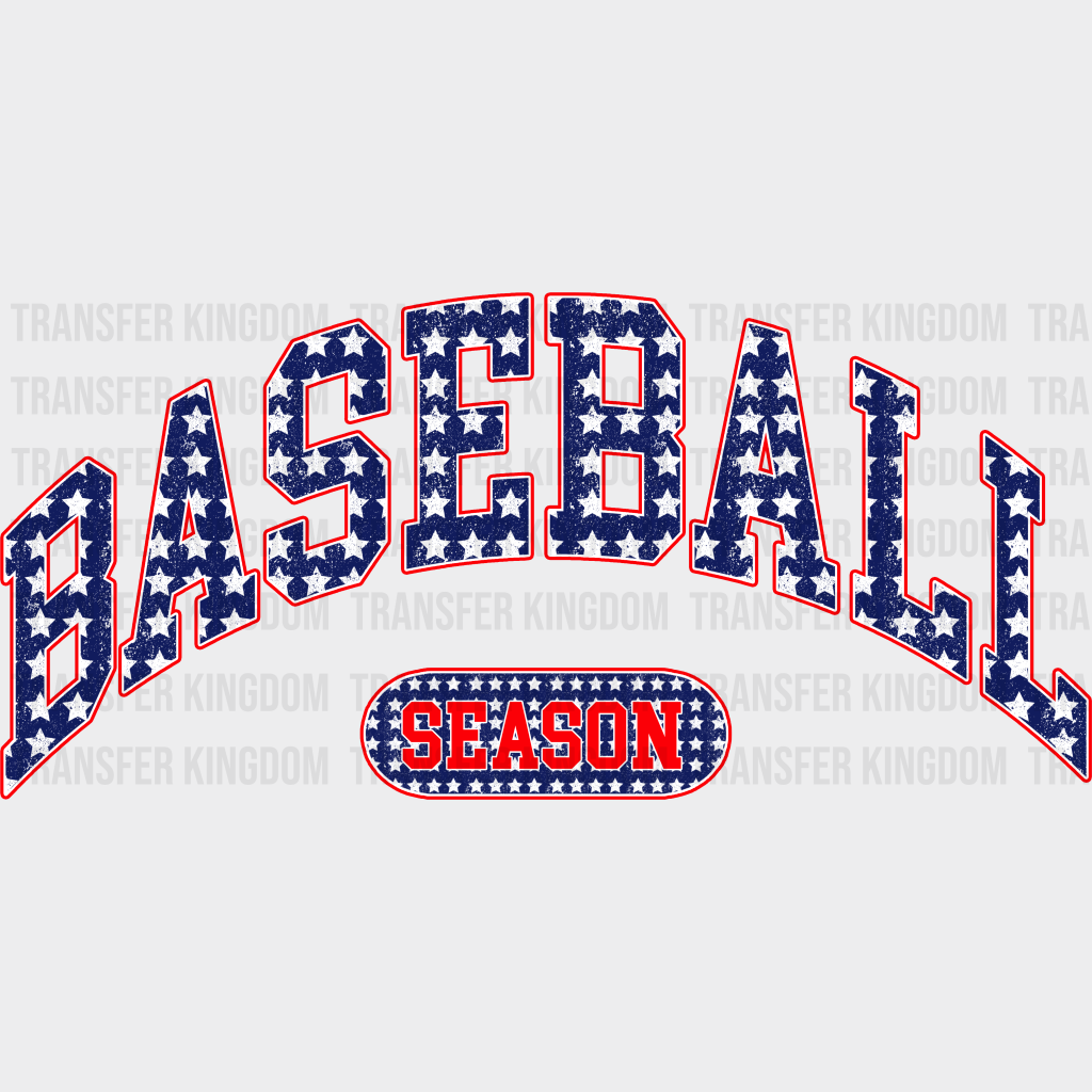 Stars Baseball Season Blue And Red Design - Baseball DTF Heat Transfer