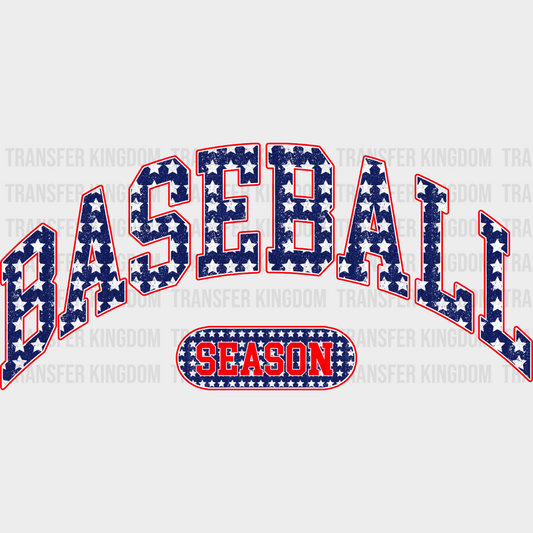 Stars Baseball Season Blue And Red Design - Baseball DTF Heat Transfer