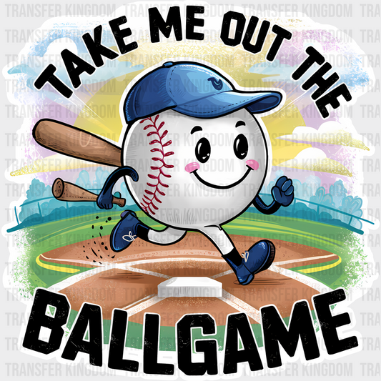 Take Me Out The Ball Game Running Ball Colorful Design - Baseball DTF Heat Transfer